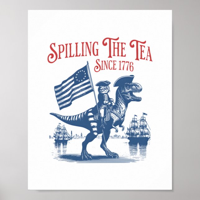 Poster Derramando o Chá Desde 1773 Citação Fofa (Frente)