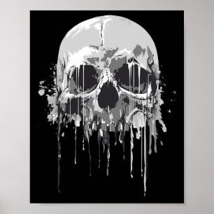 Poster Derreter Esqueleto Escarnecendo Casco Halloween Co