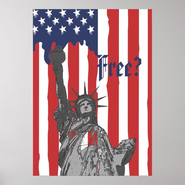 Poster Derretimento da bandeira americana da liberdade (Frente)