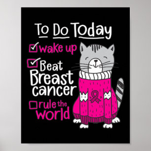 Poster Derrote o Câncer de Mama Regra do Mundo Citação de