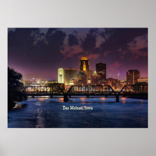 Poster Des Moines, Iowa cityscape