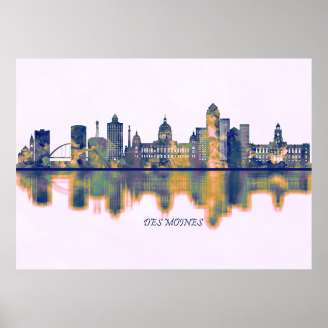 Poster Des Moines Skyline (Frente)