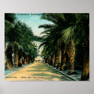 Poster DES Pamiers de Allee, Menton, vintage de France