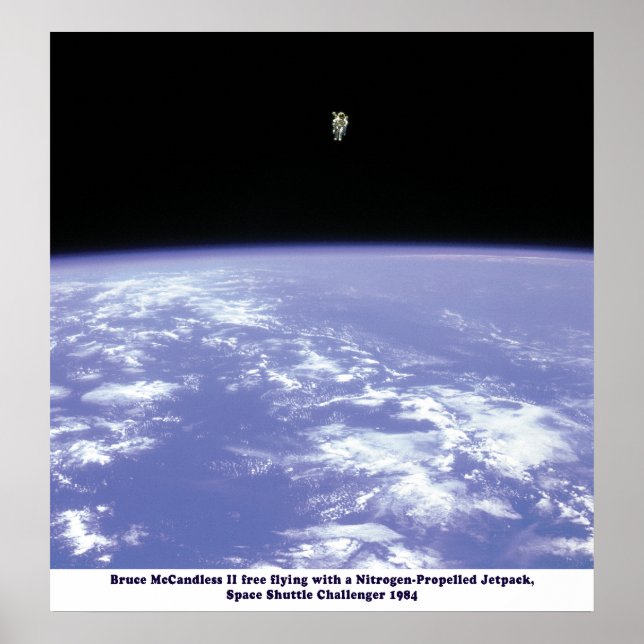 Pôster Desafiador de Shuttle Espacial JetPack Walk 1984 (Frente)