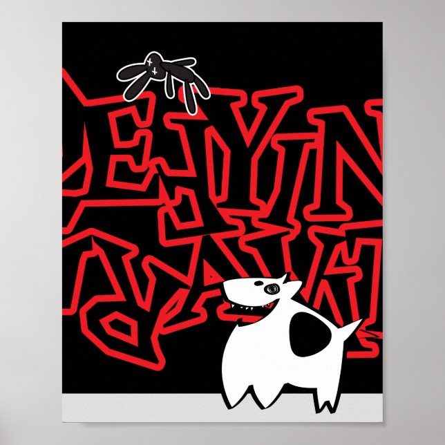 Poster Desafiando Coelhinho de Gravidade e Cachorro (Frente)