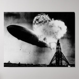 Poster Desastre de Hindenburg - explosão do zepelim