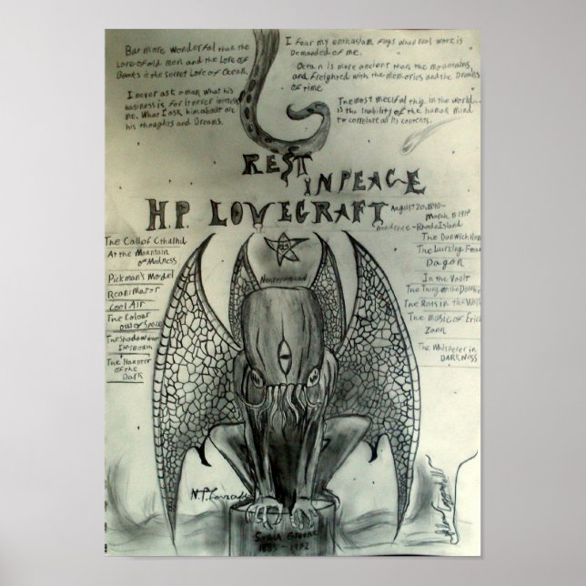 Poster Descanse em Paz H.P. Lovecraft (Frente)