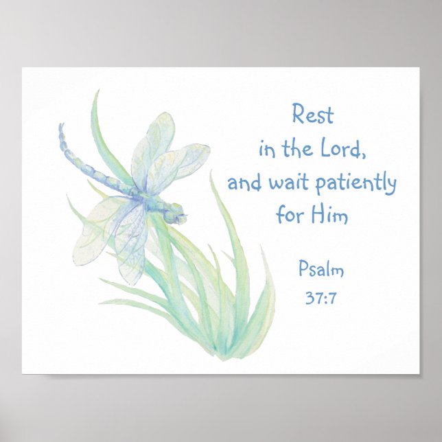 Pôster Descanse no Lord Scripture Dragonfly Blue, Verde (Frente)