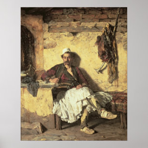 Poster Descanso albanês da sentinela (Arnaueti) (óleo n