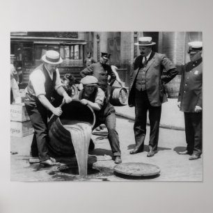 Poster Descarga das bebidas - foto da proibição do