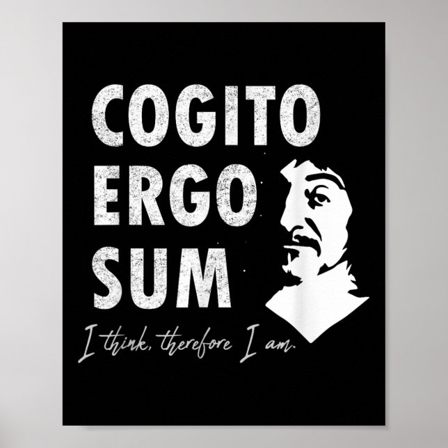 Poster Descartes Cogito Ergo Sum Famoso Cotação Filosófic (Frente)