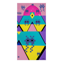 Pôster Descending on a Memphis Designed Planet