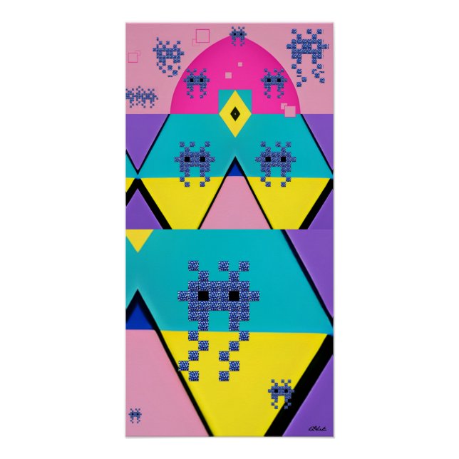 Pôster Descending on a Memphis Designed Planet (Frente)