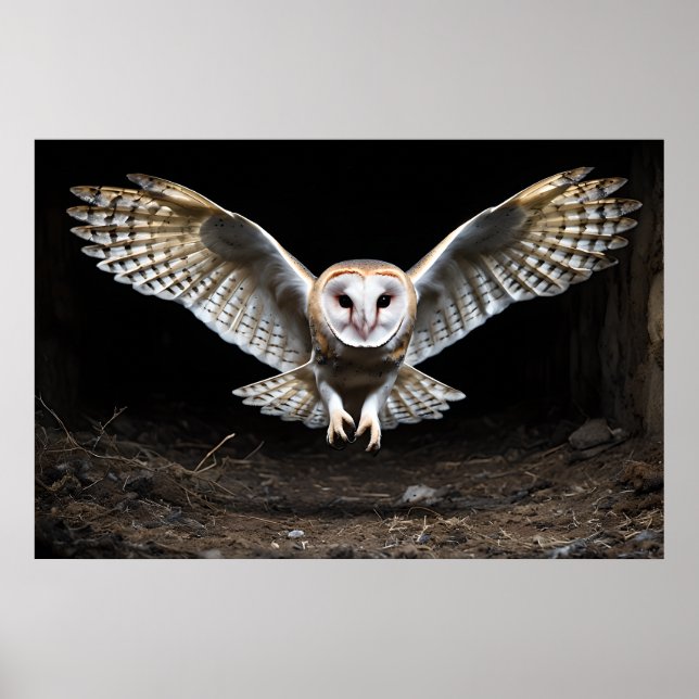 Poster Descida Silenciosa - Coruja-Barão em Voo (Frente)