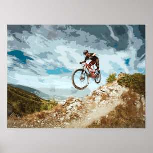 Poster Descida voadora numa bicicleta de montanha