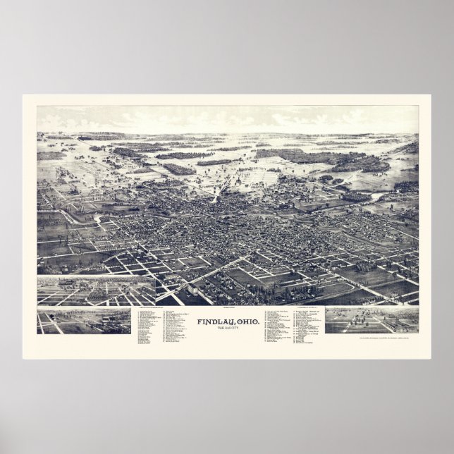 Pôster Descoberta, Mapa Panorâmico OH - 1889 (Frente)