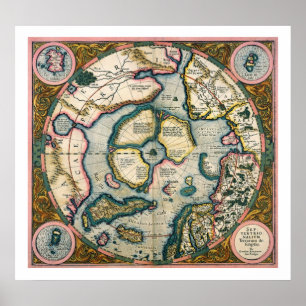 Pôster Descriptio do terrarum de Septentrionalium, mapa