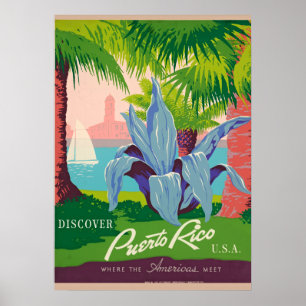 Poster Descubra a arte Viagens vintage em Porto Rico