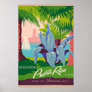 Poster Descubra a arte Viagens vintage em Porto Rico