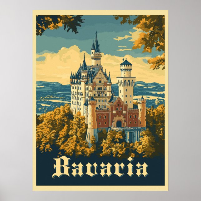 Poster Descubra a Baviera: Castelo de Neuschwanstein (Frente)