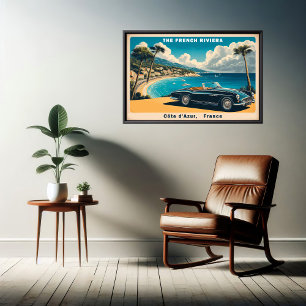 Poster Descubra a Viagens vintage francesa da Riviera