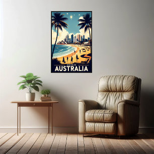 Poster Descubra o Cartaz de Viagem Vintage da Austrália