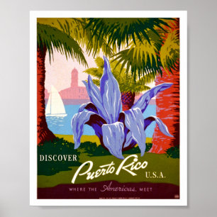Poster Descubra o vintage de Puerto Rico