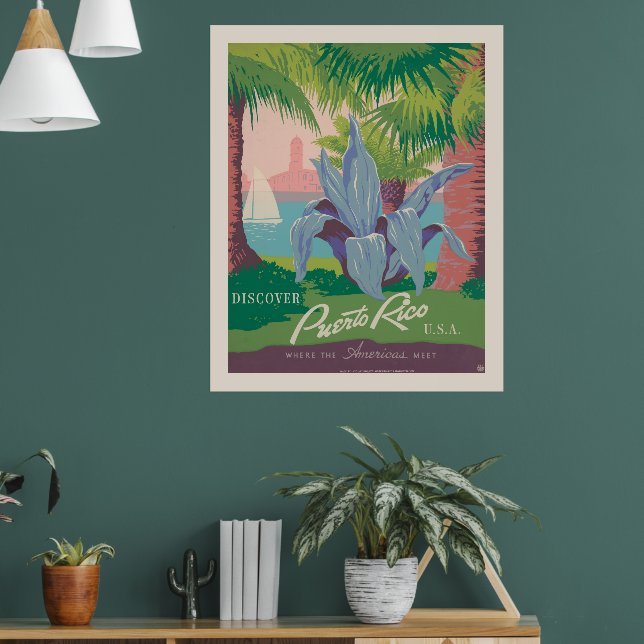 Poster Descubra Porto Rico EUA | Viagens vintage (Sala de Estar 1)