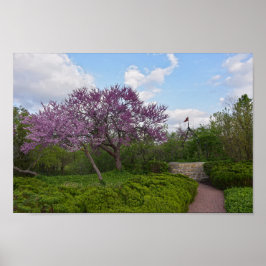 Poster Desejando Bem e Árvores Vermelhas