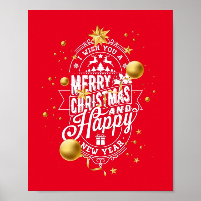 Poster Desejo-lhe um Feliz Natal e Feliz ano novo (Frente)