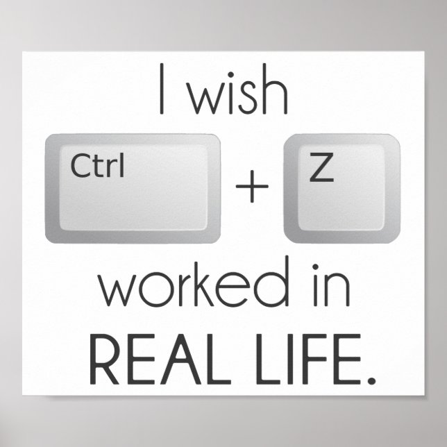 Pôster Desejo que o Ctrl Z funcione na vida real (Frente)