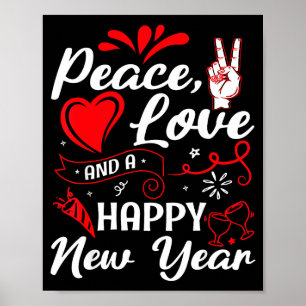 Poster Desejos de Ano Novo, Paz, Amor, Feliz Ano Novo, An