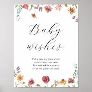 Poster Desejos Doce Bebê Livro de Visitas do Chá de Bebê