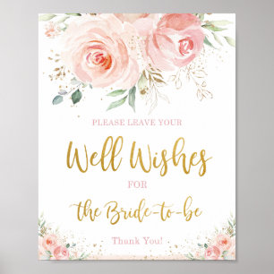 Poster Desejos Florais Rosa Charmoso para a Noiva