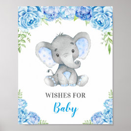 Poster Desejos para bebê elefante bebê Chá borrifado