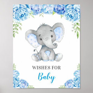 Poster Desejos para bebê elefante bebê Chá borrifado