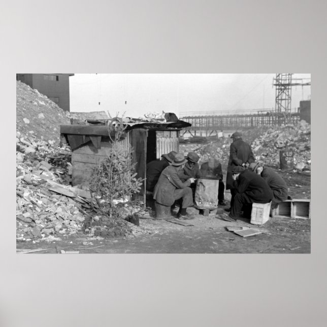 Pôster Desempregados e sem-abrigo 1938 (Frente)