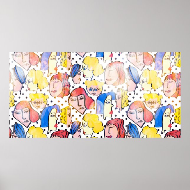 Poster desenhar abstrato com uma mulher virada para a fre (Frente)