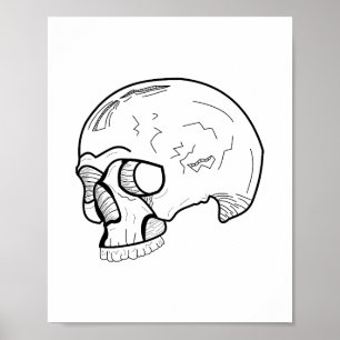 Poster Desenhar de arte da Linha do Crânio Negro