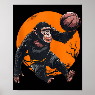 Poster Desenhar de macaco de basquete de basquete de basq