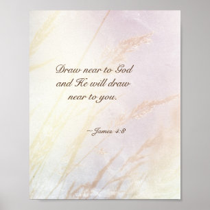 Poster Desenhar James 4:8 Perto de Deus Bíblia Verse