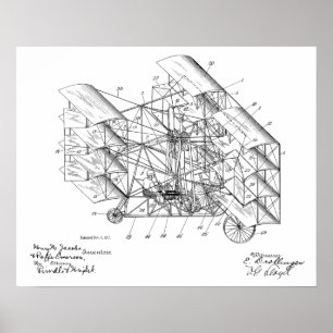 Pôster Desenho 1917 da arte da patente do avião da