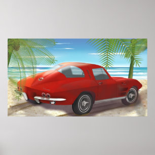 Pôster Desenho 1963 da cena da praia de Corveta
