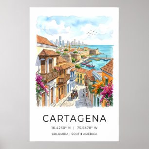 Poster Desenho a Tinta de Cartagena Impressão, Vinhas Flo