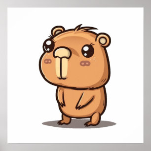 Poster Desenho Adorável de Capybara