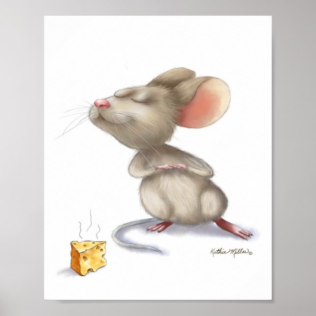Poster Desenho Adorável de Rato e Queijo	 (Frente)