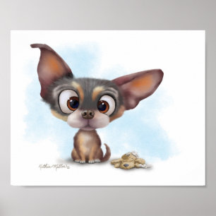 Poster Desenho animado de cachorrinho Chihuahua fofo
