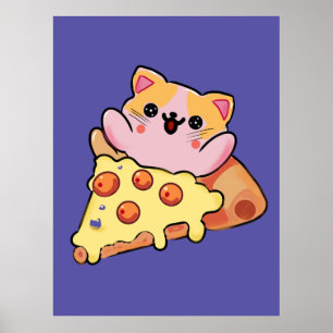 Poster Desenho animado de gato Kawaii personalizado abraç