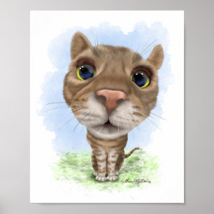 Poster Desenho Animado de Gato Tabby Divertido