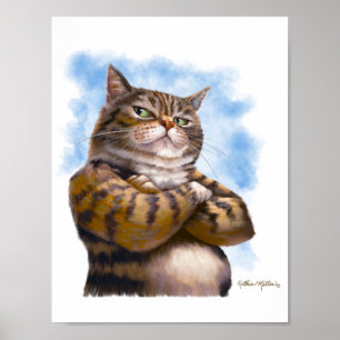Poster Desenho Animado de Gato Tabby Durão